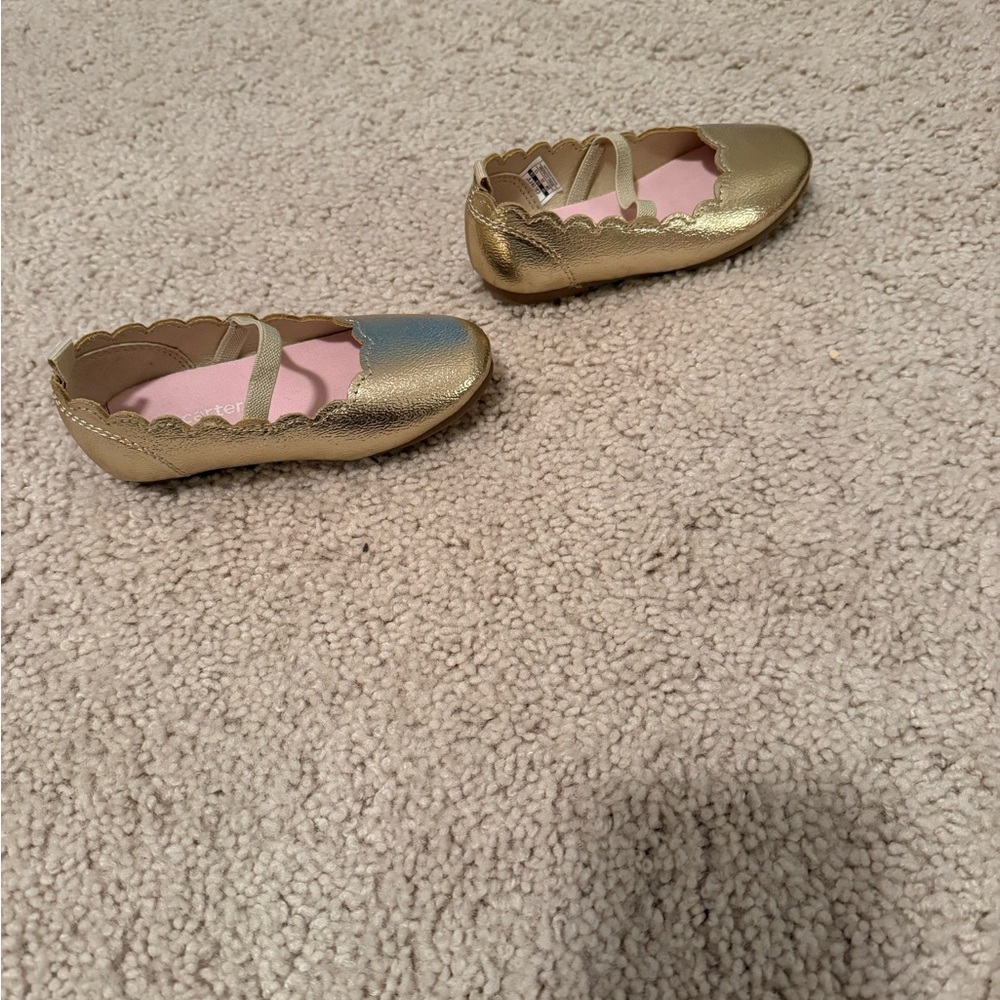 Carter's Gold Scalloped Mary Jane Flats with Pink Insole